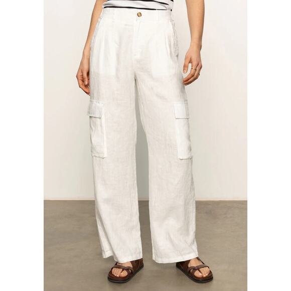 Sanctuary Pants - Sanctuary Women's High Waisted Relaxed Fit Reissue Cargo Pants Size 32 Cream NWT